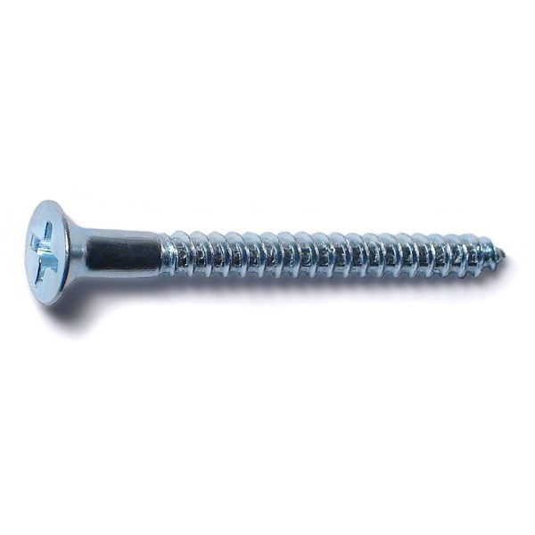 Midwest Fastener Wood Screw, #6, 1-1/2 in, Zinc Plated Steel Flat Head Phillips Drive, 60 PK 62754